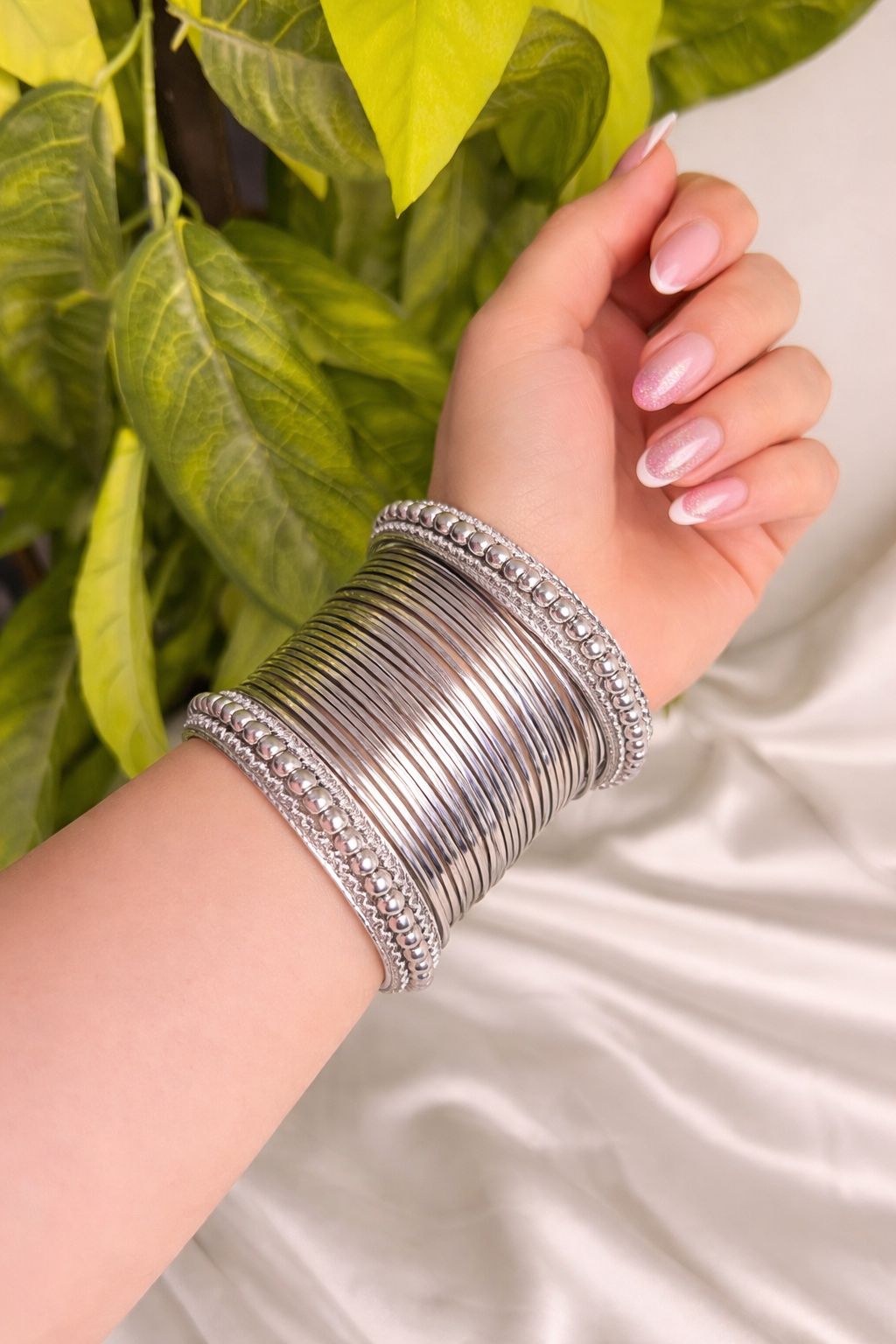Silver Elegant Stack Bangles Set