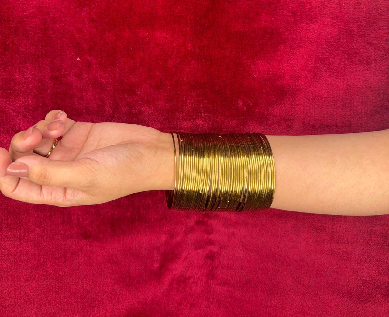 Plain Golden Bangles Set (Dozen)