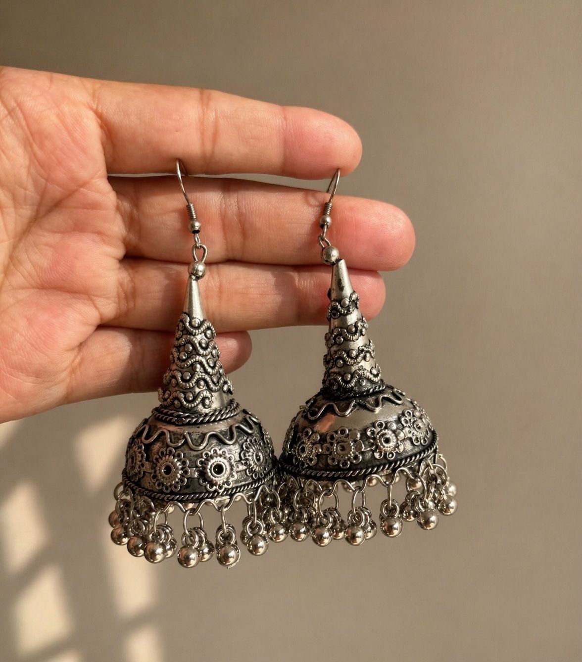 Elara Oxidised Jhumkas