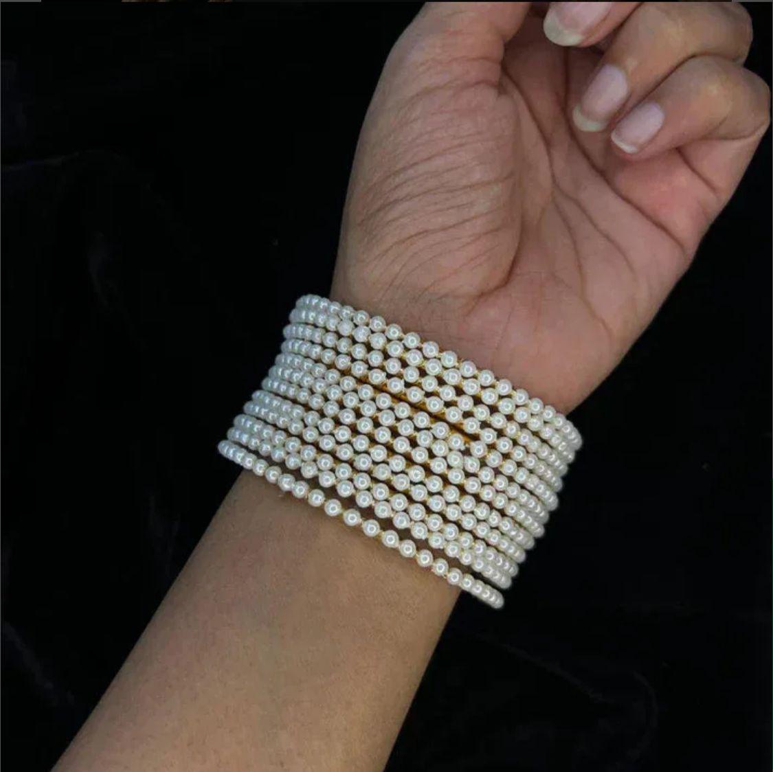 White dotted bangles inspired by Haina (Dozen)