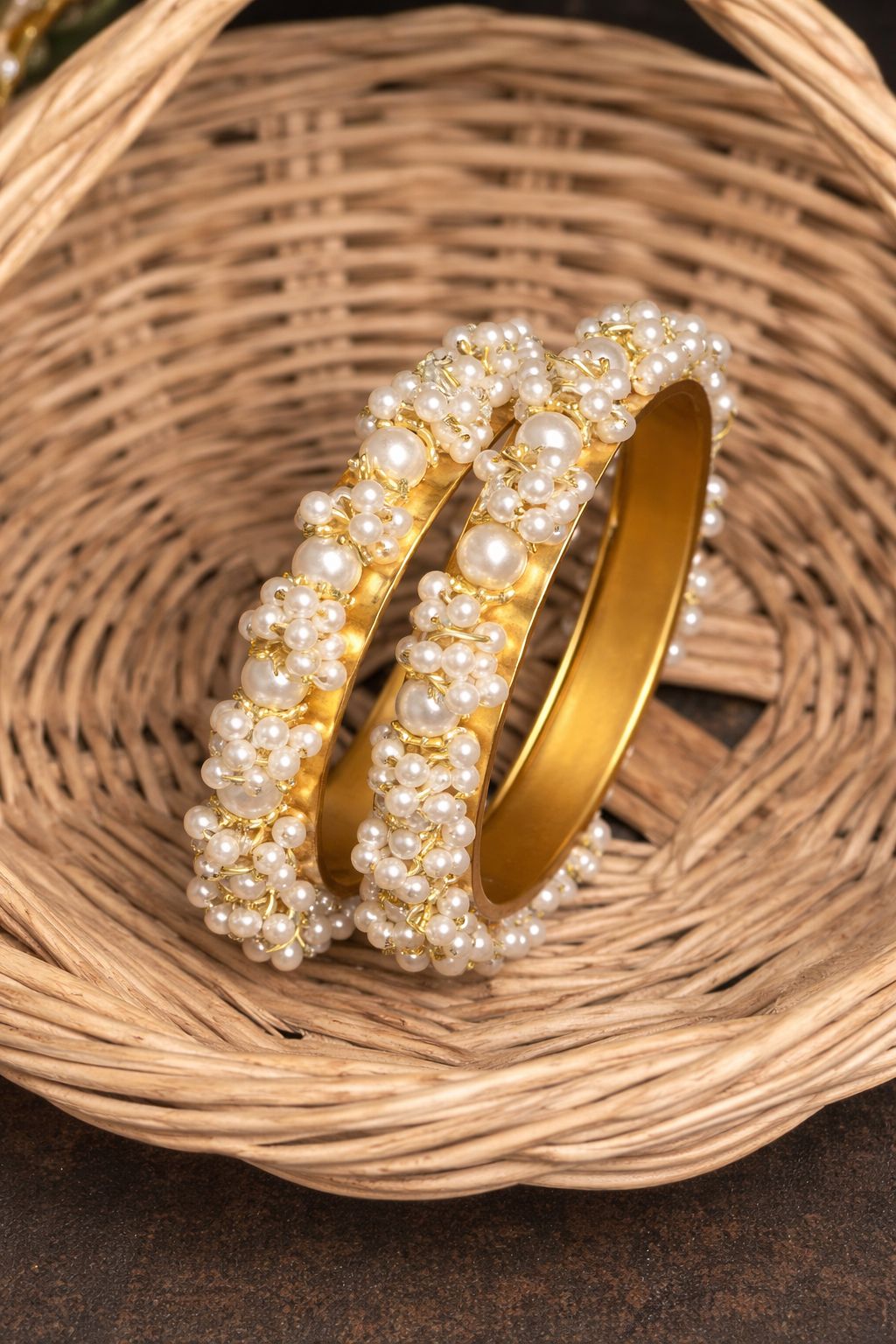 White Pearl Cluster Bangles