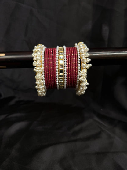 Royal Pearl Charm Bangles Sets