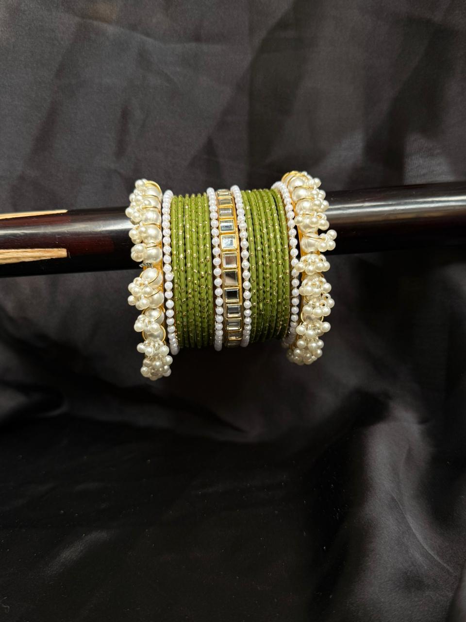 Royal Pearl Charm Bangles Sets