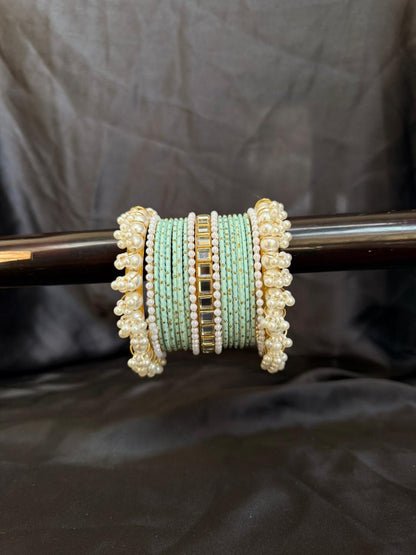 Royal Pearl Charm Bangles Sets