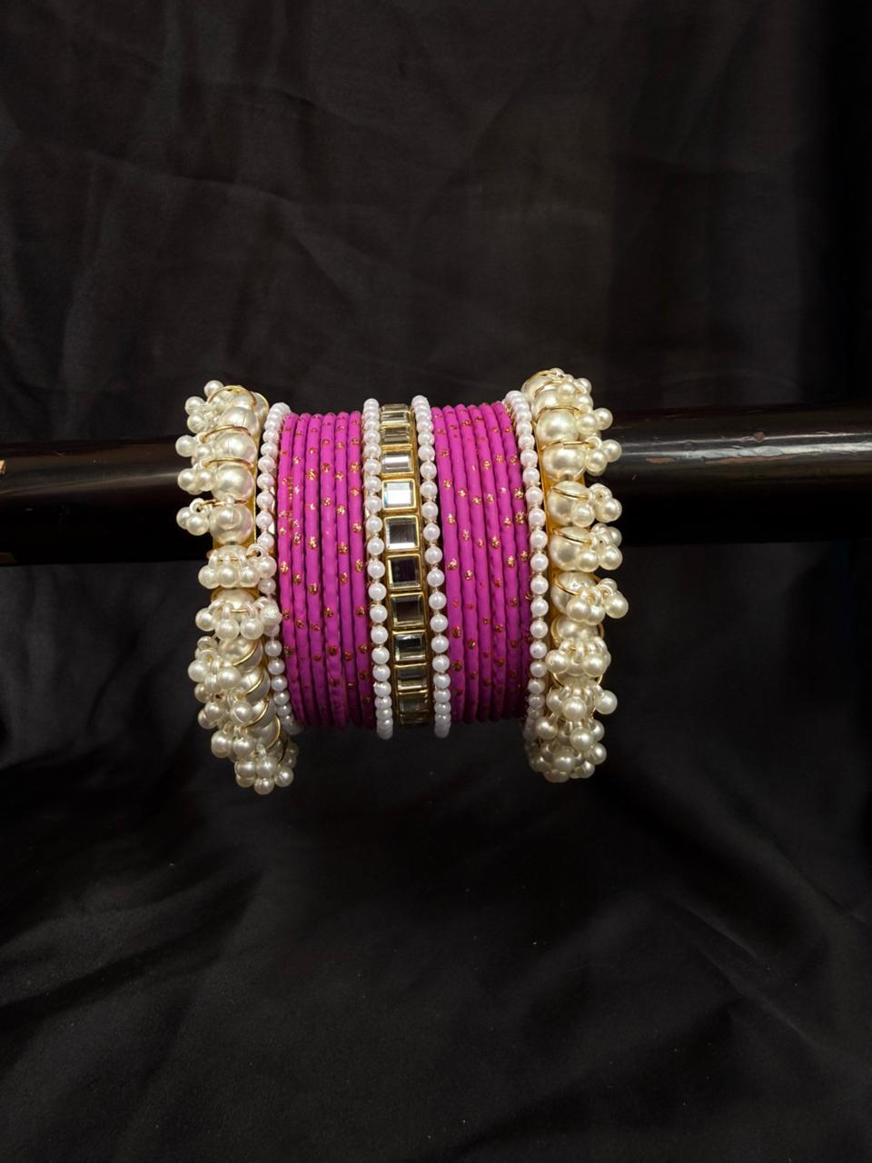 Royal Pearl Charm Bangles Sets
