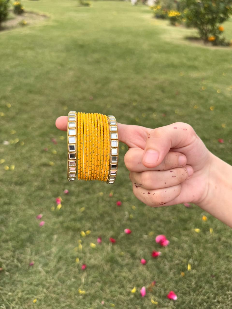 Dotted Metallic Bangles Set