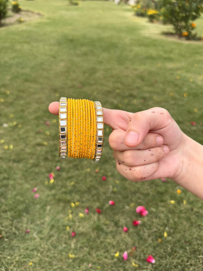 Dotted Metallic Bangles Set