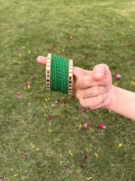 Dotted Metallic Bangles Set