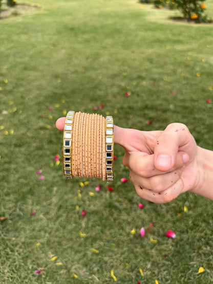 Dotted Metallic Bangles Set