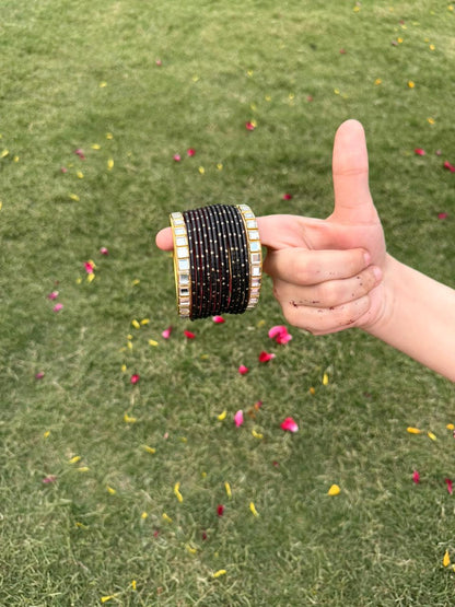 Dotted Metallic Bangles Set
