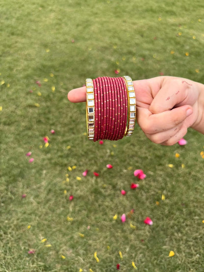 Dotted Metallic Bangles Set