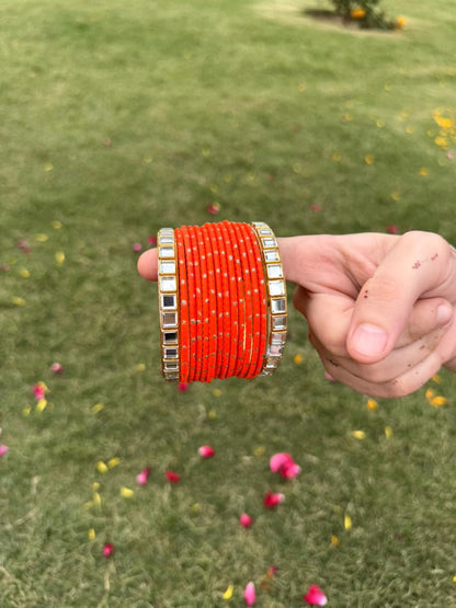Dotted Metallic Bangles Set