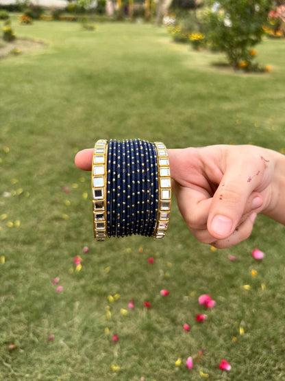 Dotted Metallic Bangles Set