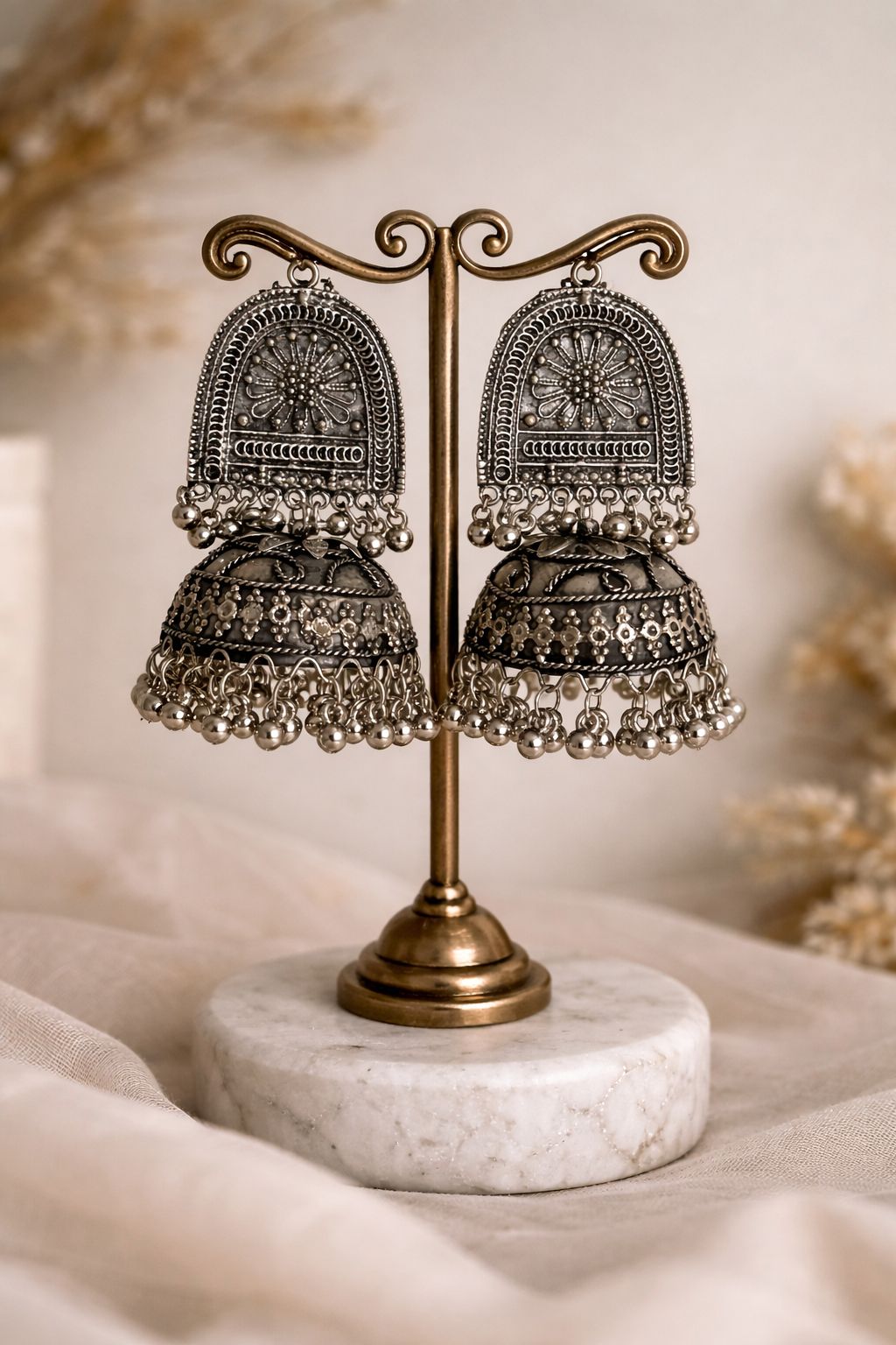 Noreh Oxidised Jhumkas