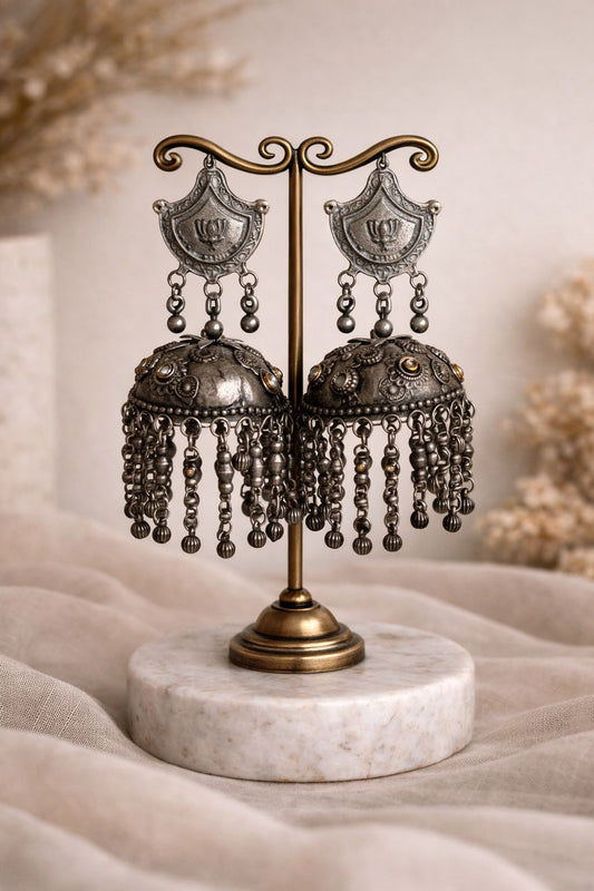 Noira Vintage Oxidised Jhumka