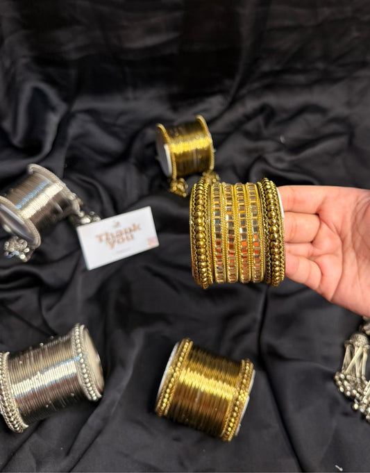 Golden Mirror Stack Bangles Set
