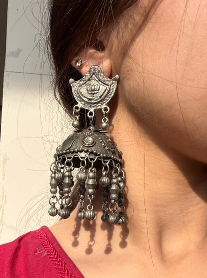 Noira Vintage Oxidised Jhumka
