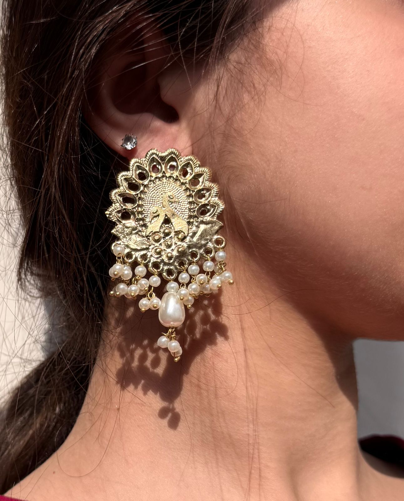 Meher Pearl Peacock Earrings