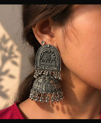 Noreh Oxidised Jhumkas
