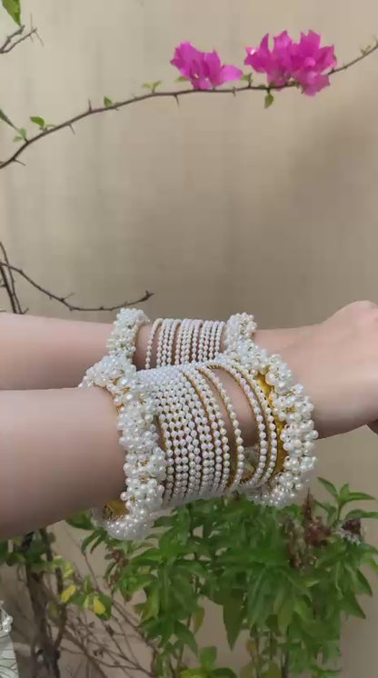Luxe Pearl Bridal Bangles Set